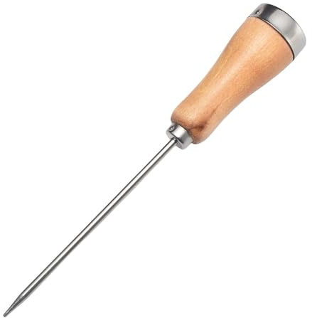 Rockreyoa Eispickel aus Edelstahl Eispickelwerkzeug mit Holzgriff Kleiner Eispickel Eispickelzerkleinerer Ice Pick Crusher Ahle Punch Küche Bar Gadgets für Küche Bar Barkeeper Picknick Aprikose