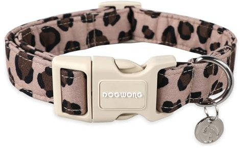 DOGWONG Hundehalsband, Hunde Halsband für Kleine Mittlere und Große Hundes, Komfort Gemustertes Hundehalsbänder Verstellbares, Leopard Hunde Kragen