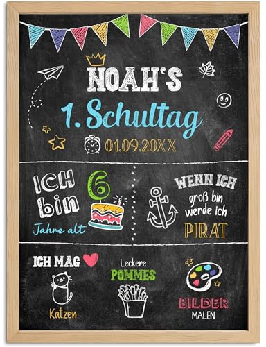 SpecialMe® Tafel-Poster zur Einschulung – personalisiert mit Namen & Wunschdaten Einschulungsgeschenke Mädchen Jungen