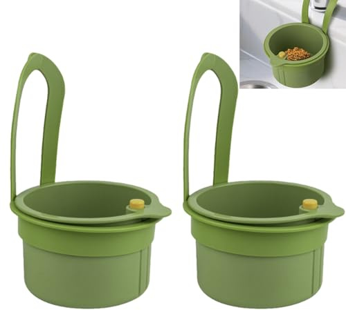 2 PCS Sink Food Catcher, Food Catcher Sink, Hanging Sink Strainer Basket, Over Sink Colander for Kitchen, Food Drain Basket with Efficient Waste Interception, Choice, Green