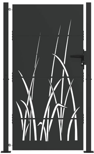 vidaXL Porte de Jardin Noir 105 x 175 cm Acier peint par poudre, Portail de jardin élégant, entrée métallique, barrière moderne, résistant à la rouille, patio chic