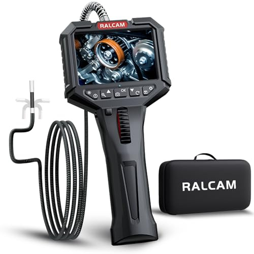 RALCAM Two-Way Articulating Borescope, 3.5 Industrial Endoscope Camera with Light Semi-Rigid Video Inspection for Automotive Engine, HVAC, Mechanical, Wall