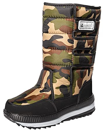 Generisch 2025 Paire de bottines d'hiver chaudes et froides pour homme et femme avec boucle crochet et boucle à crochet épais, Camouflage, 44 EU