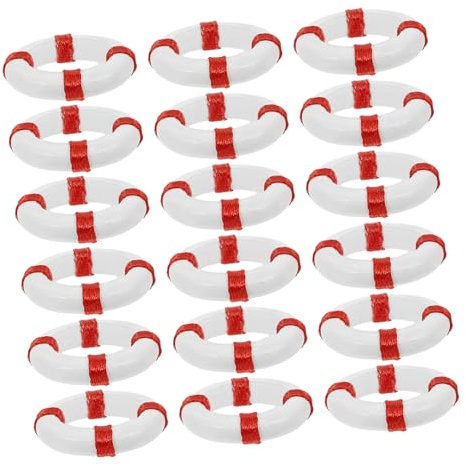 NUOBESTY 50pcs Nautical Buoy Ornament Mini Ocean Landscape Decoration Mini Nautical Lifebuoy Figurines Miniature Decor Fairy Garden Figurines Pool Lifebuoy Decor Resin Ornaments