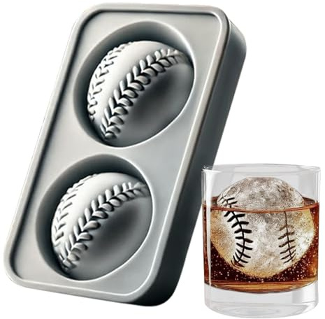 Stampo per gelato a forma di palla di ghiaccio | Stampo da baseball in silicone | Produttore di ghiaccio sferico | Per whisky, cocktail, tè, caffè, casa, all'aperto, campeggio, picnic, feste