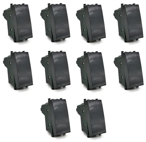 Set 10 pezzi - Interruttore Unipolare 1P 16A compatibile con serie Plana - Nero