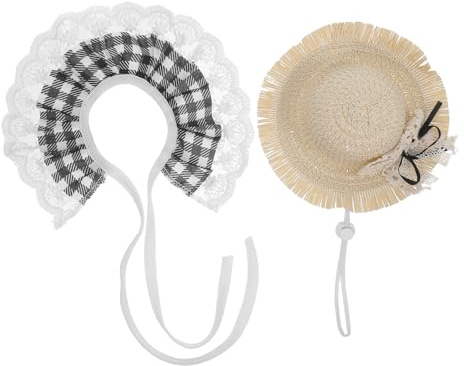 VICASKY Sommerliches Haustier Gänse Outfit mit Verstellbarem Schal und Strohhut Leichtes Gartendekorations Satz für Terrassen und Verandastatuen 43–58cm