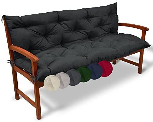 Beautissu Flair BR Bankauflage 180x50x50 cm Graphitgrau - Sitzkissen & Rückenkissen Outdoor Polsterauflage - Gartenbankauflage für Gartenmöbel Bankkissen Sitzauflage Gartenbank & Hollywoodschaukel