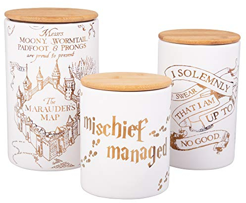 Harry Potter 3-teiliges Behälter-Set aus Porzellan, Motiv: Karte des Rumtreibers in 3 Größen