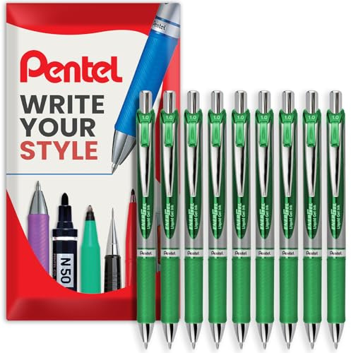 Pentel Energel BL80 Gelschreiber, einziehbar, 1,0 mm, 9 Stück, Grün, in Geschenkverpackung