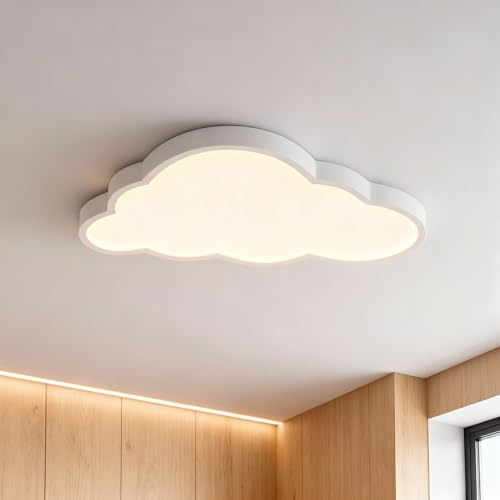 AufuN 48W LED Deckenleuchte Kreative Wolken mit Fernbedienung - Deckenlampe Ultra-dünne 5,3cm für Schlafzimmer Küche Büro Kinderzimmer, Dimmbar