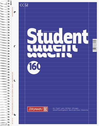 BRUNNEN Collegeblock Student | A4, Lineatur 27, 160 Blatt, blau