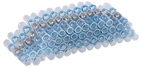 CAMWAY 50pcs Solder Seal Connectors Waterproof Electrical Wire Terminals 16-14 Gauge Non Slip Heat Shrink Wire Connectors for Marine Vehicle Electrical Engineering