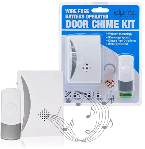 24 Chime Cordless Door Bell - Battery Operated Front Doorbell Kit | Portable, Waterproof, Wheatherproof, Ring | Easy Set Up, Wireless, Long Lasting | Ranges Upto 50 Metres