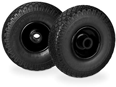 8 x Sackkarrenrad im Set, pannensicher, 3.00-4 Vollgummireifen, Stahlfelge, 25 mm Achse, 100 kg, 260x85mm, schwarz