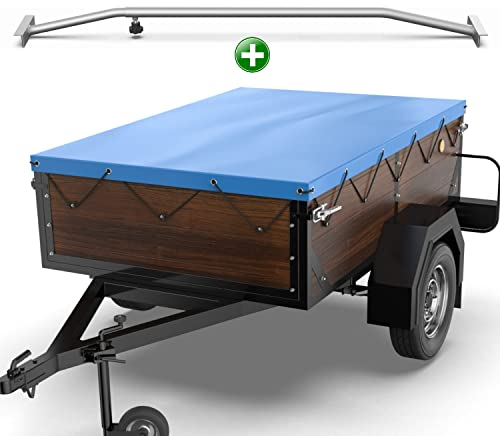 Tarpofix® Anhängerplane 160 x 110 cm + 1x Planenbügel | Anhänger Plane Flachplane aus PVC PLANENMATERIAL | Verstärkte HP DDR Anhänger Plane für Diverse PKW Hänger | Abdeckplane + Flachplanenbügel