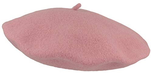 Bred basker för kvinnor, dammössa, ullmössa, en storlek av 100 % ull, Woolmark®, Dämpad rosa, One size