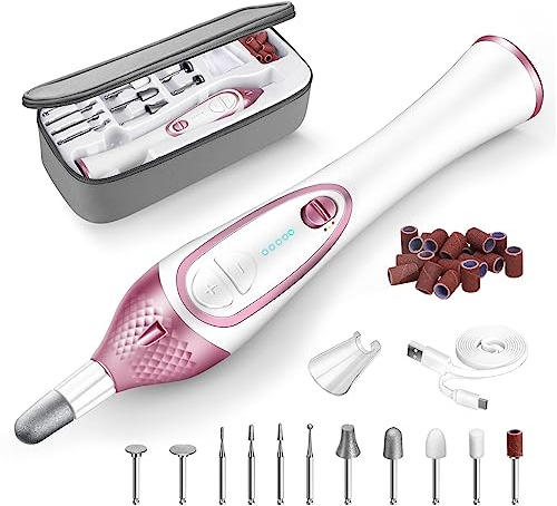 36-Piece Professional Manicure Pedicure Kit-Cordless Electric Nail File Kit,20000RPM, 11Pcs Bits,4 Speed,Rechargeable Pedicure Tool for Feet,Hand Foot Care Nail Drill Tool for Nail Grind Trim Polish