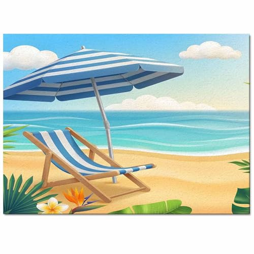 Area Rug Non Slip Rug Pad Floor Mat 60 x 96 Inch Summer Sandbeach Umbrella Deckchairs Ocean Tropical Plant Bedside Rug Decorative Carpet for High Traffic Areas Dining Room Office