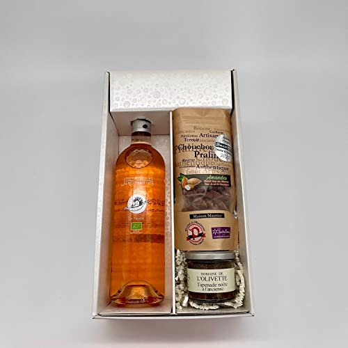 Caja de regalo Jardinette rosé afrutado +1 Chouchou Almendras Praliné y Pimiento Dulce(100g) +1 Tapenade negro(100g)