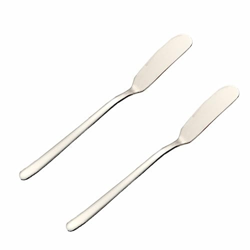 Wambere 6 Stück 16,5 cm × 1,8 cm Edelstahl Buttermesser Buttermesser mit langem Griff Tafelmesser käsemesser-Set Käsemesser Frühstücksmesser Messer Butter Knife,für Käse Torten Brot Dessert,Silber