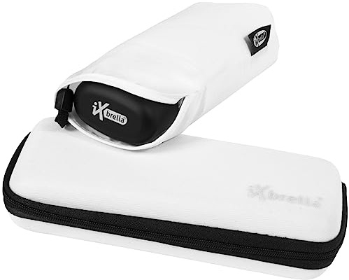 Mini ombrello tascabile iX-brella in custodia, bianco, 91 cm, Compatto