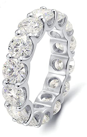 Bishilin Trauring Weissgold 585 Damen Einzeln, Frauen Ring mit 4.2ct Moissanit Bandring Weißgold Ring Hochzeit und Verlobung Größe 66 (21.0)