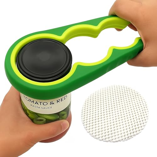 SOL Glasöffner für schwache Hände, inklusive Greifer-Pad, Gummi-Glasöffner, Greifer-Pad, einfach zu greifender Glas- und Flaschenöffner, Dosendeckelentferner, Flaschen- und Glasöffner für ältere