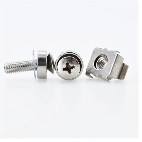 SeroNi Tuerca enjaulada M5 M6 y arandela de Tornillo de Montaje, Hardware de Orificio Cuadrado métrico for estantes de Servidor de Montaje en Rack, Kit Surtido de gabinetes Nut(M5X20mm (20set))