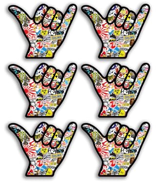 6 x 5 cm Shaka Surf Hand Vinilo Pegatinas – Surfer Hippy Viaje Equipaje Hombres Mujeres Niños Niñas Diseño Pequeño Calcomanía Portátil Scrapbooking #6360