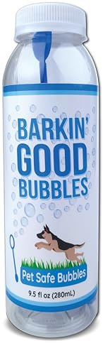 Barkin’ Good Bubbles Dog Toy, 9.5 fl oz Natural Plant-Based Bacon-Scented Bubble Solution, Great for Indoor & Outdoor Play