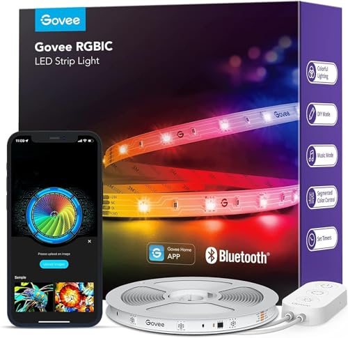 Govee LED Strip Light 5m, RGBIC Smart LED Strip Lights | Bluetooth APP Control, DIY Color Changing , Music Sync, for Bedroom Kitchen Home Decor