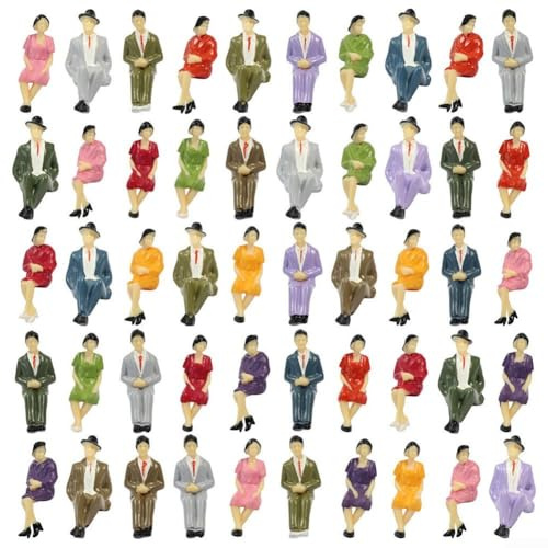 50 Stück Modellfiguren, Maßstab 1:32, Miniatur-Personen, Architekturmodell, für Modelleisenbahnschienen, 4 verschiedene Posen