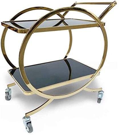SUMNOS Goldfarbener Getränke-Küchenwagen, Servier-Barwagen auf Rädern mit Glas-Barwagen, Getränke-Servier-Teewagen, Cocktailparty