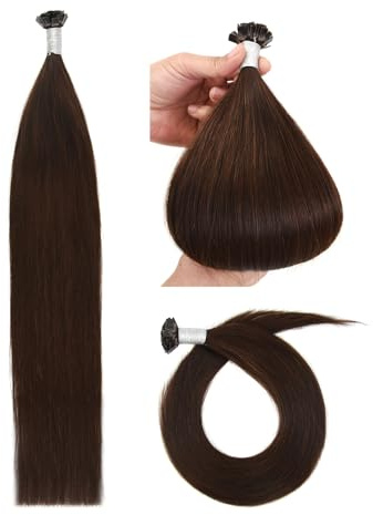 Flat Tip Extensions Echthaar Keratin Bondings 35cm Remy Echthaar Extensions Bondings (50g #4 Mittelbraun)