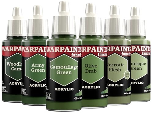 The Army Painter, Warpaints Fanatic Flexible Triad: Olive Greens, 6 x 18ml | Quality Acrylic Miniature Hobby Model Paint Set for Dnd & Warhammer 40K Figures