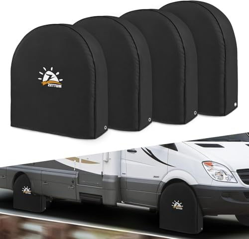 Zettum Lot de 4 housses de pneu pour roue totale de diamètre 58-63 cm - Revêtement en polyuréthane Oxford 600D - Heavy Duty & étanche - Pour voiture, SUV, van, monospace