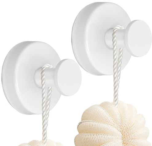 LUOJINYI 2 Stück Saugnapfhaken Haken Edelstahl mit Saugnapf Handtuchhaken Saugnapfhaken Ohne Bohren Bademantelhaken, Kleiderhaken Wandhaken, Haken Selbstklebend für Bad Küche Büro (Weiß)