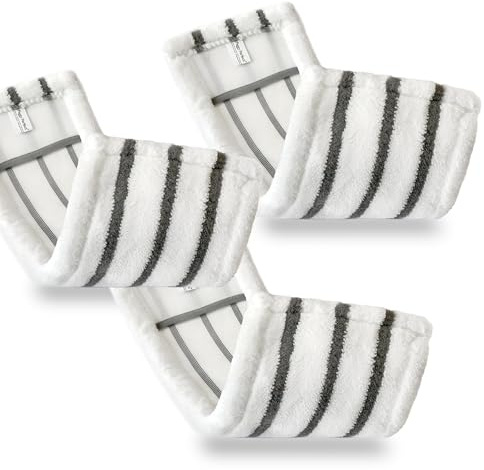 Peggy Perfect 3er Set – waschbarer Wischmopp Microfaser Ersatzbezug mit Einer Größe von 47,5x17,5cm, geeignet für ca. 42x11,5cm große Bodenplatten. Ausgestattet mit Microfaser Power Lines.