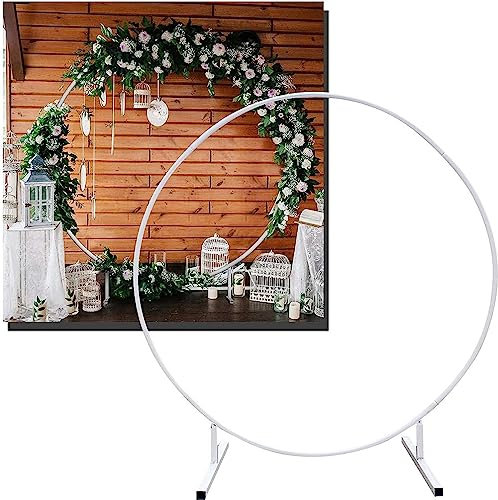 Kit d'arche de ballons ronds blancs en métal pour décoration de fête de mariage, arche de jardin solide pour événements intérieur/extérieur, idéal pour les fêtes d'anniversaire, disponible en tailles