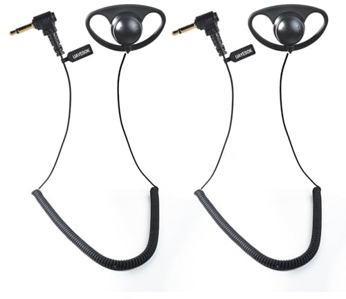 UAYESOK 1 Pin Funk Ohrhörer 3,5 mm Hören Nur zu Kopfhörer, D Form Polizei Security Mikrofon Headset Ohrstück mit 3,5-mm-Audiobuchsen für Motorola Hytera Kenwood Funkgerät (2 Stück)