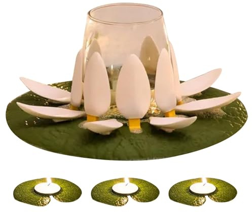 Bathroom Wine Glass Water Lily Stand, Wine Lily and Candlelily Set, 1 Floating Wine Glass Holder & 3 Candle Holders, Fantasy Bathtub Wine Holder, Bath Wine Holder, Shower Decorations