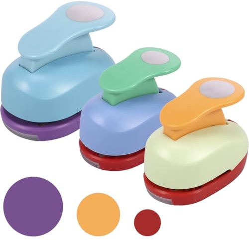 Circle Paper Punch Set 3Pcs 16mm 25mm 38mm Reusable Paper Hole Punch Tool Multipurpose Handmade Portable for Scrapbooking Card Making Craft DIY Arts Projects Photo Albums and Other Craft Projects