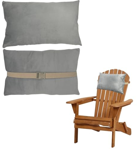 Ostlttyn Coussin de tête pour chaise longue, 40x25x8cm Grand coussin de tête inclinable avec sangles réglables pour chaise longue de jardin, gris