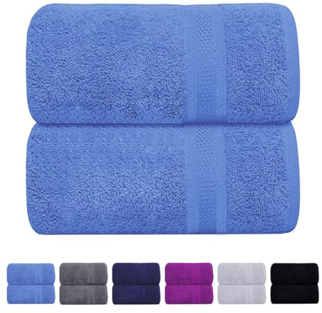 NAUSHA.HOME Lyxigt JUMBO badlakan, 90 x 180 cm, paket med 2, 100 % ringspunnen egyptisk bomull, mycket absorberande snabbtorkande och hållbar extra stor supermjuk hotellkvalitetshandduk (2, kobolt)