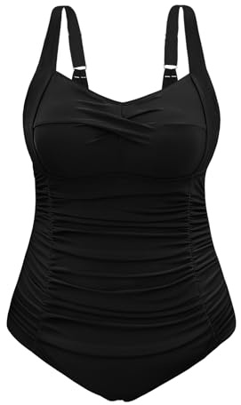 Vijamiy Bañador Mujer Reductor Barriga Tallas Grandes Push Up con Relleno Sexy Swimsuit Adecuado para Mujeres de Talla Grande Colores de Moda L-4XL(Negro,XXL)