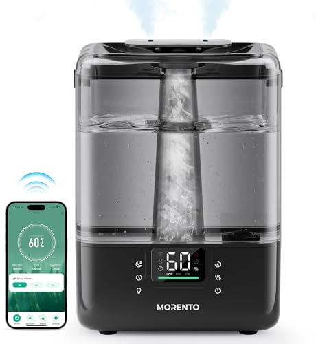 MERONTE Humidificadores inteligentes para recámara, habitación grande, hogar, 6 litros, humidificador de llenado superior con difusor de aceite esencial, aplicación inteligente y control de voz, para