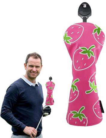 Patifirst Golfschläger-Kopfschutz,Lustiger Erdbeer-Schutz Für Driver - Abriebfeste Stylische Golfschlägerkopf-Hülle Für Turnier Outdoor-Training Driving Range Reise Clubhaus