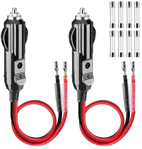 USB-Adapter für Zigarettenanzünder, mit Stromkabel, 16 AWG, 2 Stück, 12 V/24 V, Universal, für Autoradio, Luftpumpe für Reifen, Auto-Staubsauger, Wechselrichter, Kühlschrank