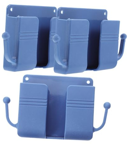 Zerodeko 3pcs Wall Mount Phone Stand and Remote Control Storage Box Adhesive Mobile Holder for Bedside and Tv Air Conditioner Blue Organizer for Phones and Remotes